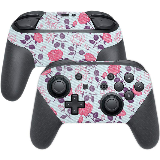 MightySkins Carbon Fiber Skin for Nintendo Switch Pro Controller - Vintage Floral | Protective  Durable Textured Carbon Fiber Finish | Easy to Apply  Remove  and Change Styles | Made in The USA