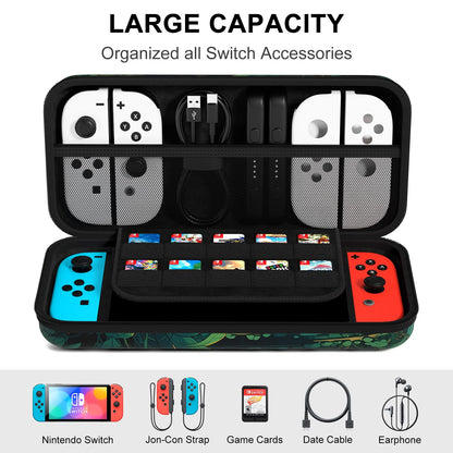 NPOOYI Nintendo Switch OLED Carrying Case - Hard Shell, Green, Game Holder & Pockets, Model Carrierbagcase-009