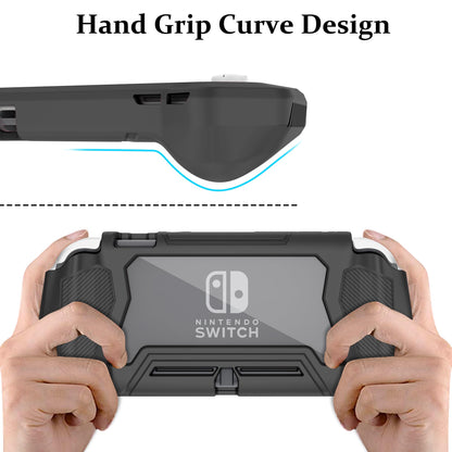 Kailfee Protective Case for Nintendo Switch Lite, Obsidian, Detachable TPU, Built-in Screen Protector, 3.6"x8.2"x0.55"