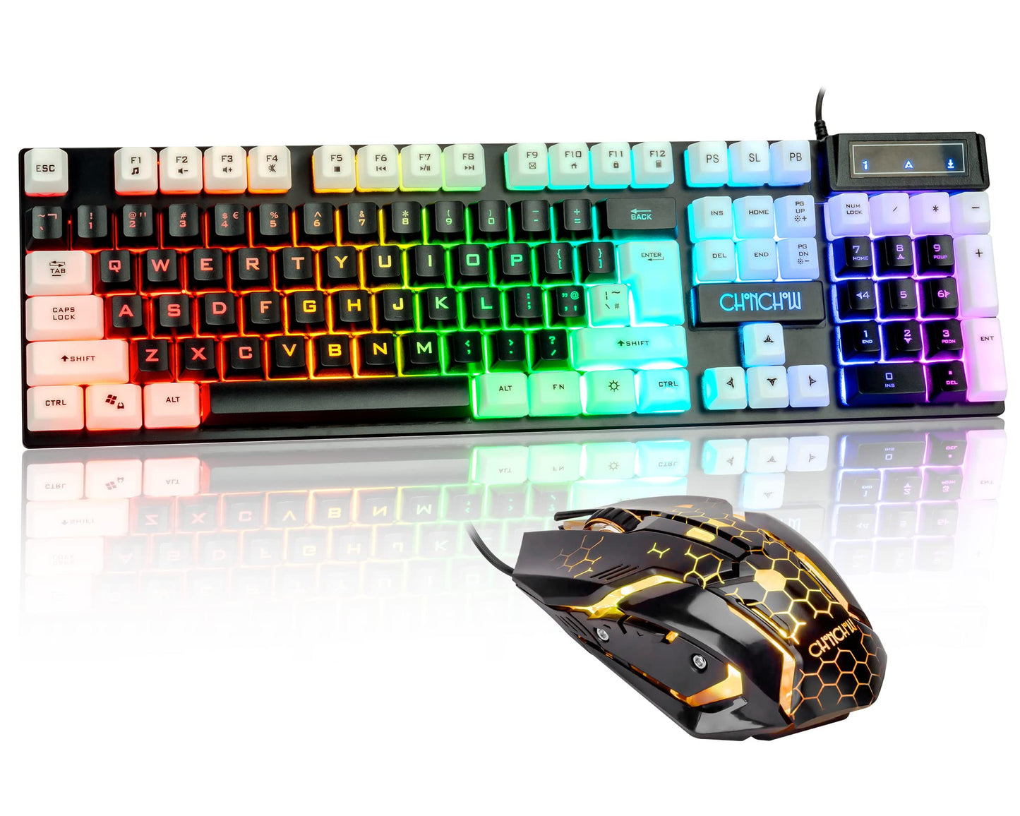 CHONCHOW RGB Gaming Keyboard and Mouse Combo, Full Size 17x5.1x1.3, Black, Model 5-951 for PS4/PS5/Xbox/PC