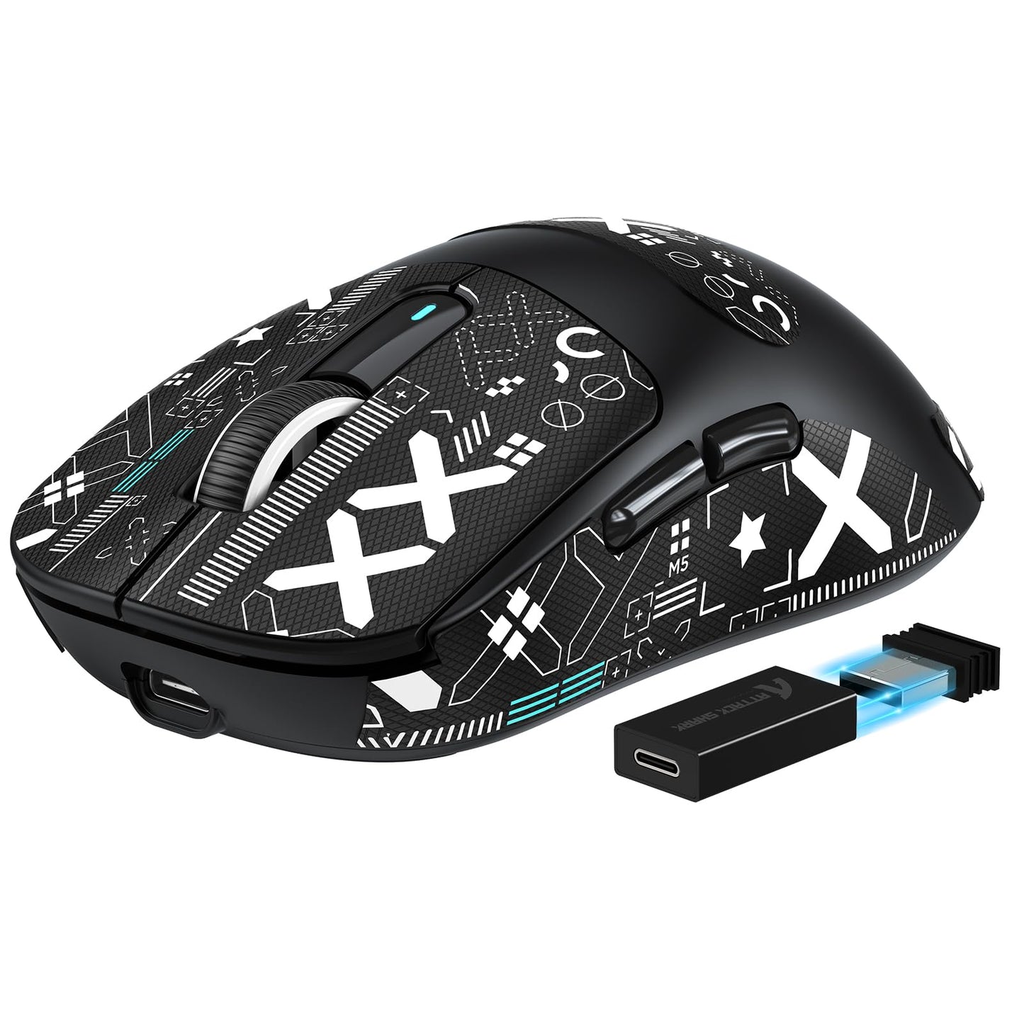 ATTACK SHARK X3PRO 4K/8K Lightweight Wireless Gaming Mouse with Tri-Mode(Wired/2.4GHz/BT) PAW3395 Optical Sensor 26K DPI Kailh GM8.0 Switch Long Battery 7 Buttons for PC/Laptop/Win/Mac(Black+Sticker)