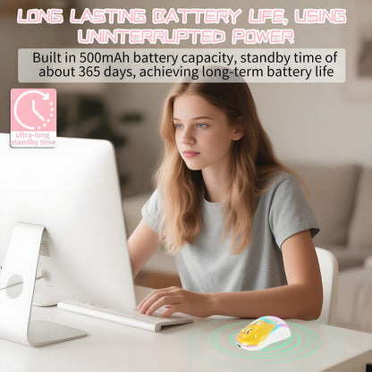 elec Space Wireless Bluetooth Mouse - Rechargeable, Silent, RGB Lighting, Ergonomic Design, Yellow