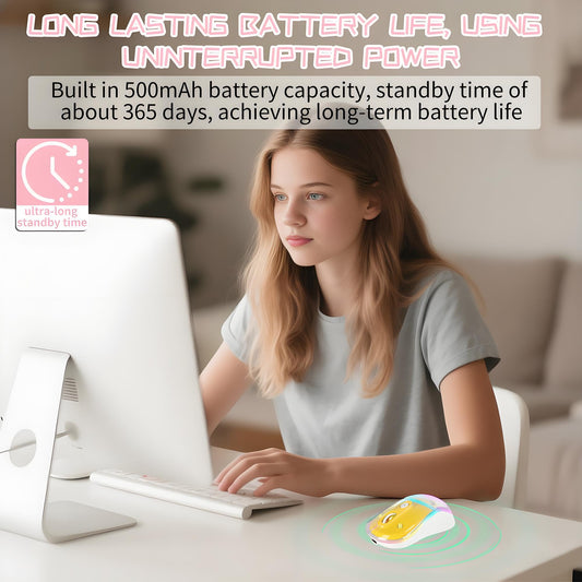 elec Space Wireless Bluetooth Mouse - Rechargeable, Silent, RGB Lighting, Ergonomic Design, Yellow