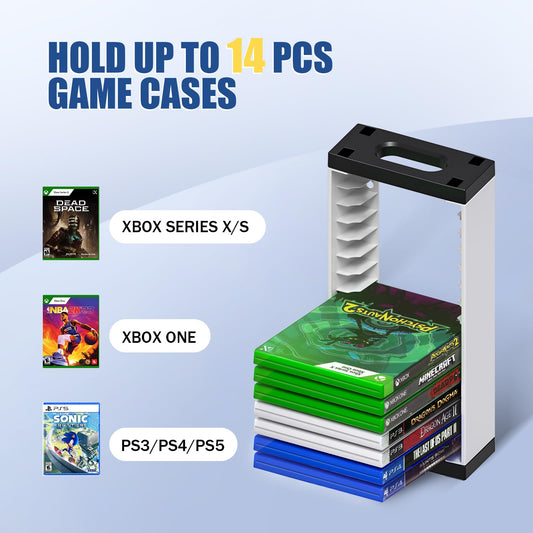 Nargos Video Game Holder Wall Mount for PS5, PS4, Xbox One/X Series, Includes 2 Controller Holders, Durable ABS Material