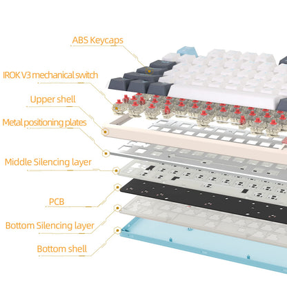 IROK FE75Pro Wireless RGB Mechanical Keyboard - 81 Keys, Hot Swappable, Customizable Backlit, White/Blue Color