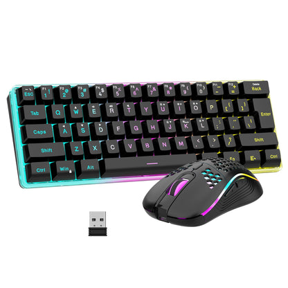 RedThunder 60% Wireless Gaming Keyboard & Mouse Combo, Rechargeable, RGB, Ergonomic, Black, Model K62