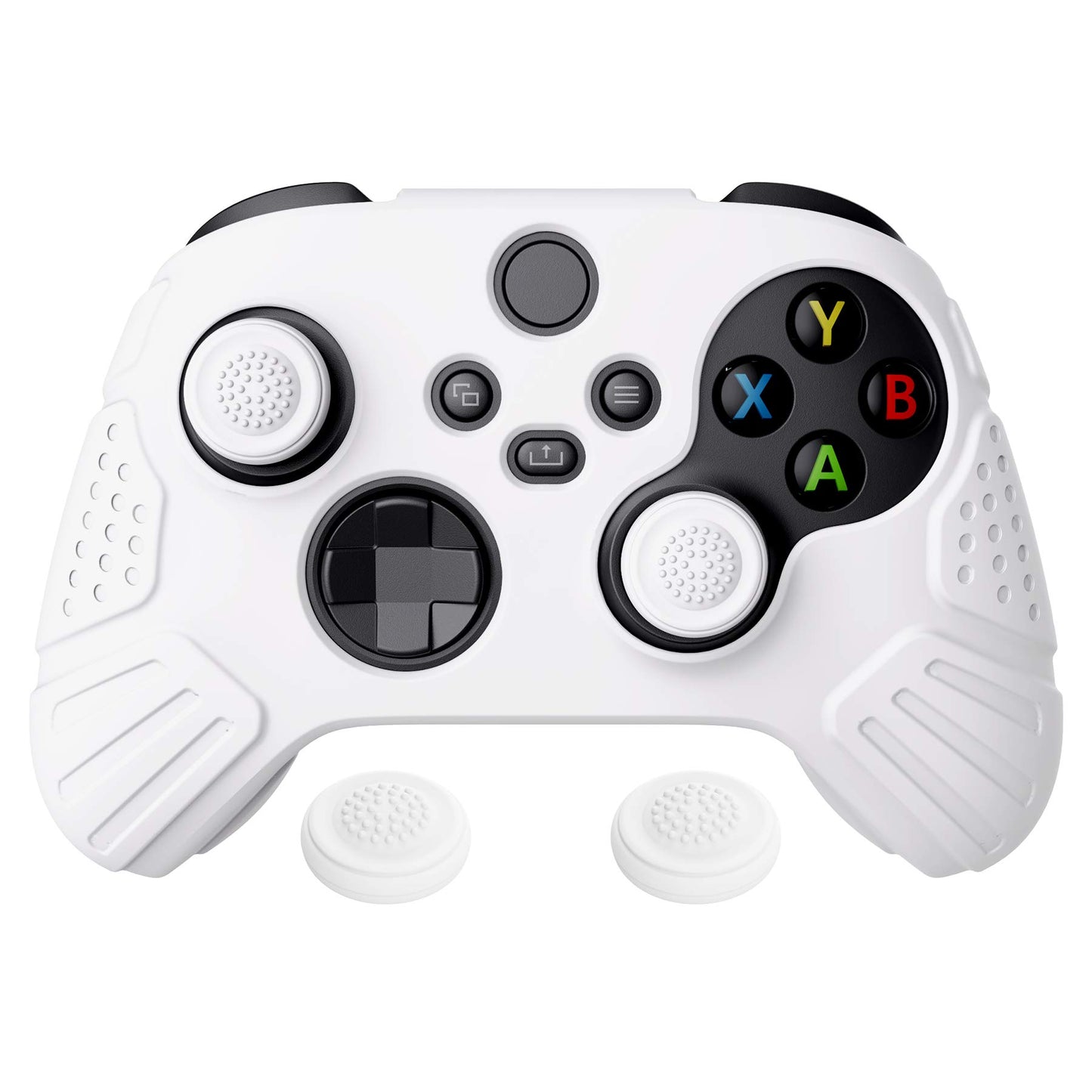 eXtremeRate PlayVital Guardian Edition White Ergonomic Soft Anti-slip Controller Silicone Case Cover for Xbox Series X/S  Rubber Protector Skins with Joystick Caps for Xbox Core Wireless Controller