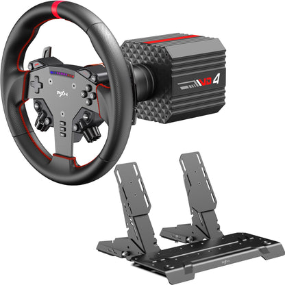PXN VD4 Bundle F - PC Sim Racing Setup with 4Nm Direct Drive Motor, 11 Racing Wheel, Black Pedals