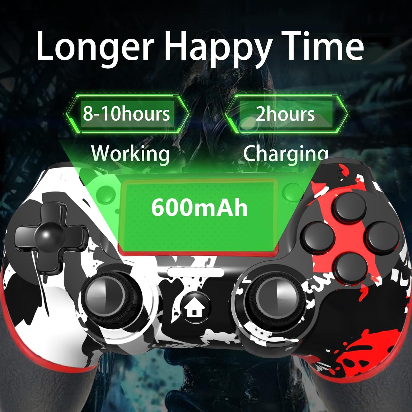 SZDILONG Wireless Controller for PS4/Pro/Slim/PC, Flame Red, with Touchpad, Headphone Jack, Motion Control, Charging Cable