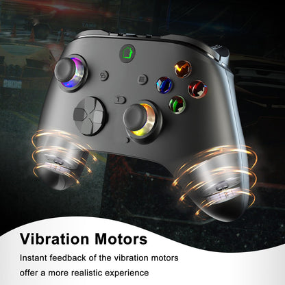 conwin Wired Game Controller for X-BOX-1/PC, RGB LED, Turbo, Programmable, Vibration, Black