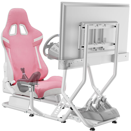 ARES WING Sim Racing Cockpit with Monitor Mount, GRS1002PK, Pink, Compatible with Fanatec, Thrustmaster, Logitech, PS5, PS4, Xbox, PC