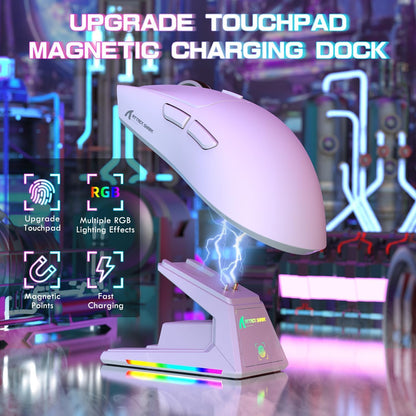 ATTACK SHARK X1 Ultralight Wireless Gaming Mouse - 40000DPI, RGB Dock, Optical Switch, White
