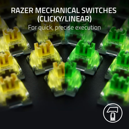 Razer BlackWidow V4 Mechanical Gaming Keyboard - Green Switches, Chroma RGB, 6 Macro Keys, Black, Model RZ03-04690200-R3U1