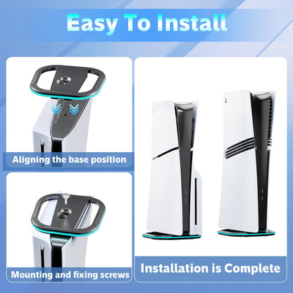 HONCAM Vertical Stand for PS5/PS5 Slim/Pro - Black with 7 RGB Lights