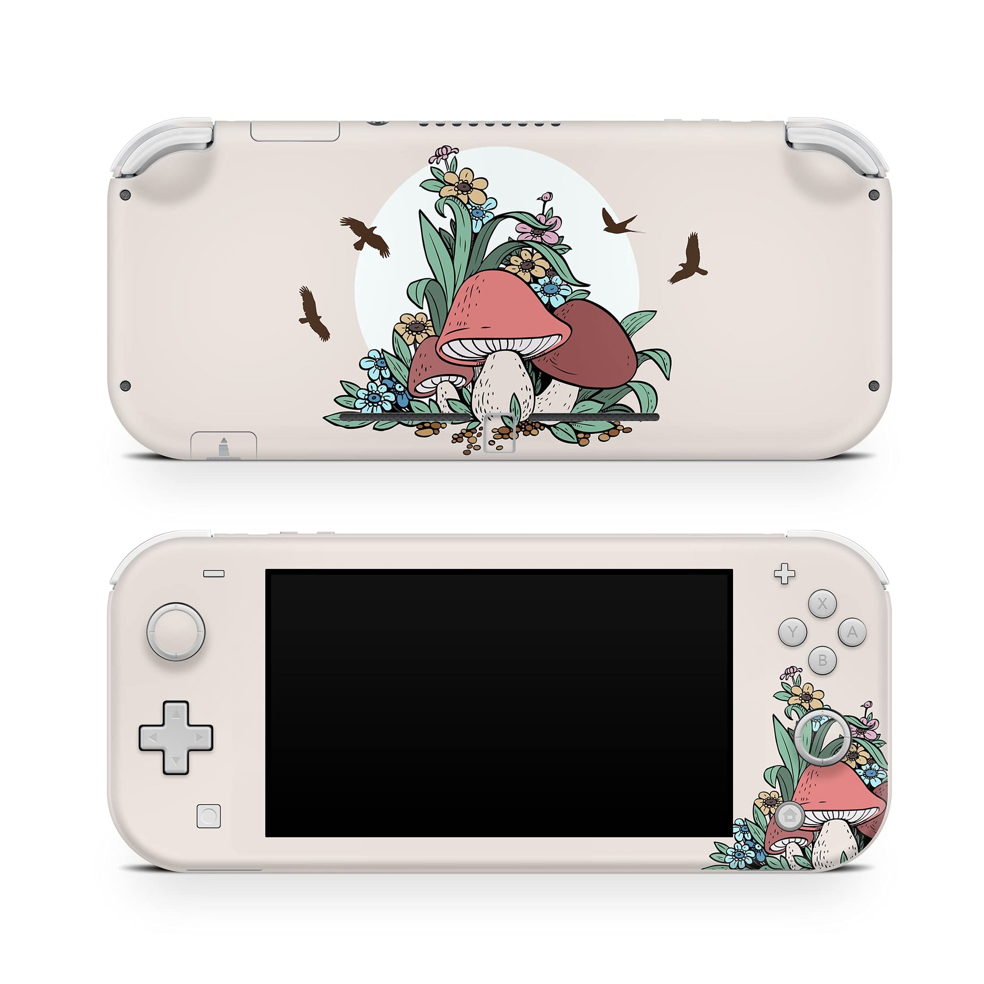Tacky Design Mushroom Decal Skin Compatible with Nintendo Switch Lite Skin Wrap  Kawaii Beige Color Skin for Nintendo Switch Lite Cover  Premium Vinyl 3M Full Wrap Decal.