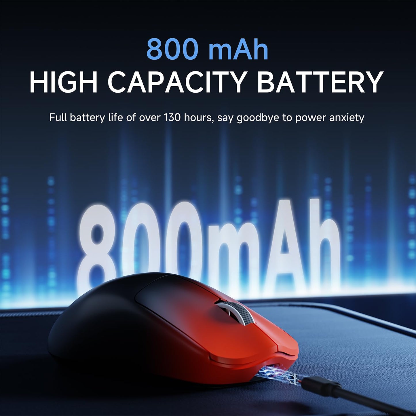 SEUNKWANG X23Pro Wireless Gaming Mouse, 12000 DPI, 49g Lightweight, 6 Programmable Buttons, Black-Red, USB-C Rechargeable