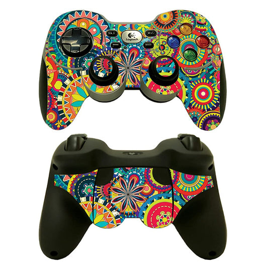 MightySkins Skin Compatible with Logitech Wireless Gamepad F710 - Flower Wheels | Protective  Durable  and Unique Vinyl Decal wrap Cover | Easy to Apply  Remove  and Change Styles | Made in The USA