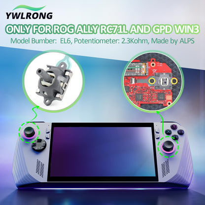 YWLRONG Joysticks for Asus ROG Ally & GPD Win3 - Gray Replacement Thumb Sticks with Repair Tools