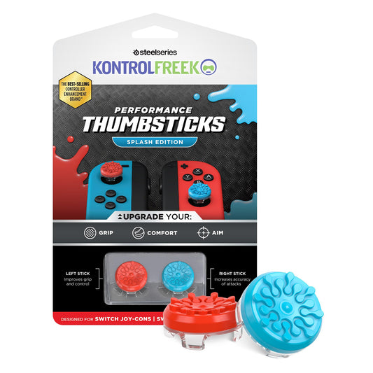 KontrolFreek Performance Thumbsticks for Nintendo Switch Joy-Con - Concave, Blue/Red, Model 1801-JOY