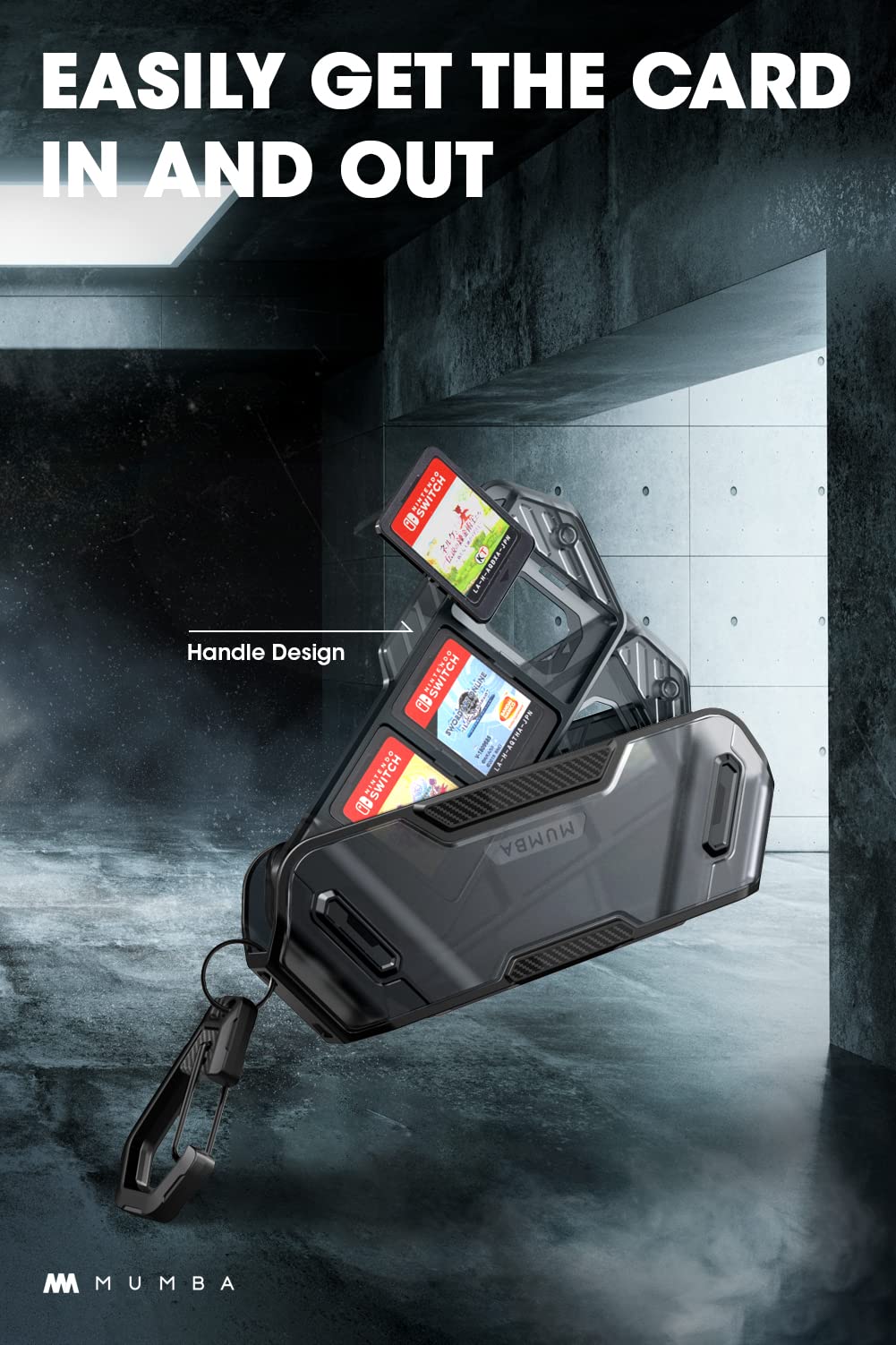 Mumba Switch Game Card Case Holder - Portable Black TPU Storage for Nintendo Switch, OLED, Lite - 12 Cards, Rotatable Design