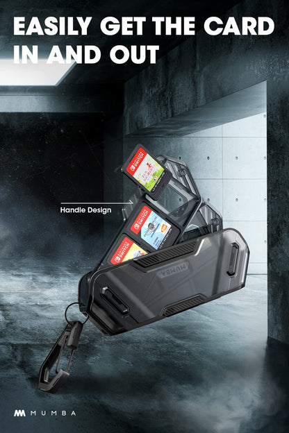 Mumba Switch Game Card Case Holder - Portable Black TPU Storage for Nintendo Switch, OLED, Lite - 12 Cards, Rotatable Design