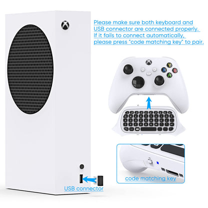 FYOUNG Mini QWERTY Controller Keyboard for Xbox Series X/S - 2.4GHz, White, with Audio/Headset Jack (Model TYX-586S)