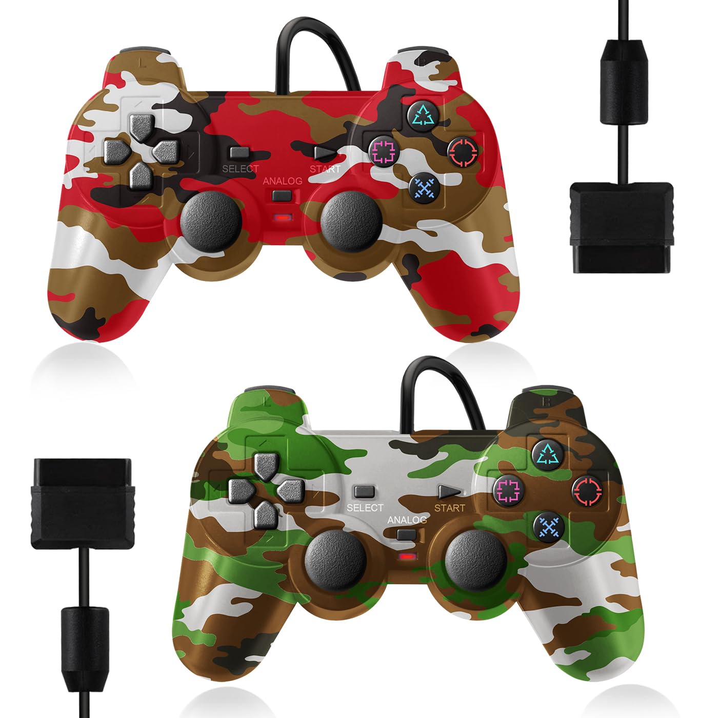 HaeBorl PS2 Controller  2 Pack Wired Controller for PS2/PS2 Slim/PS1  Replacement Wired Controller Compatible with PS2  Dual Vibration & Stable Signal