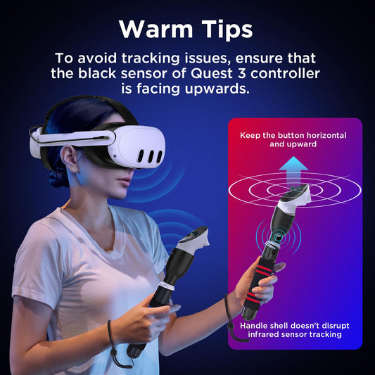 YOGES VR Controller Handle Attachments for Meta Quest 3/Oculus Quest 2 - Black, Q9 Model, Long Arms for Gorilla Tag & Beat Saber