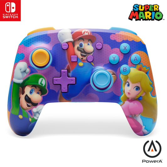 PowerA Enhanced Wireless Controller for Nintendo Switch - Color Splash Heroes, Model NSGP0287-01R, Officially Licensed Gamepad