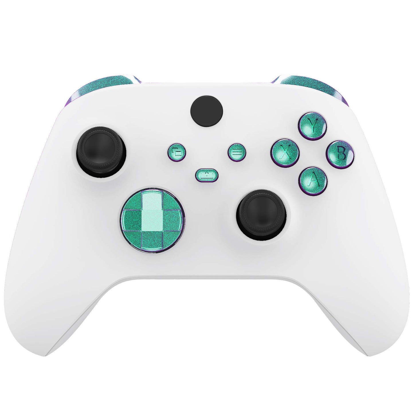 eXtremeRate Replacement Buttons for Xbox Core Wireless Controller  Chameleon Green Purple Bumpers Trigers Dpad ABXY Start Back Sync Share Keys Accessories Parts for Xbox Series X & S Controller