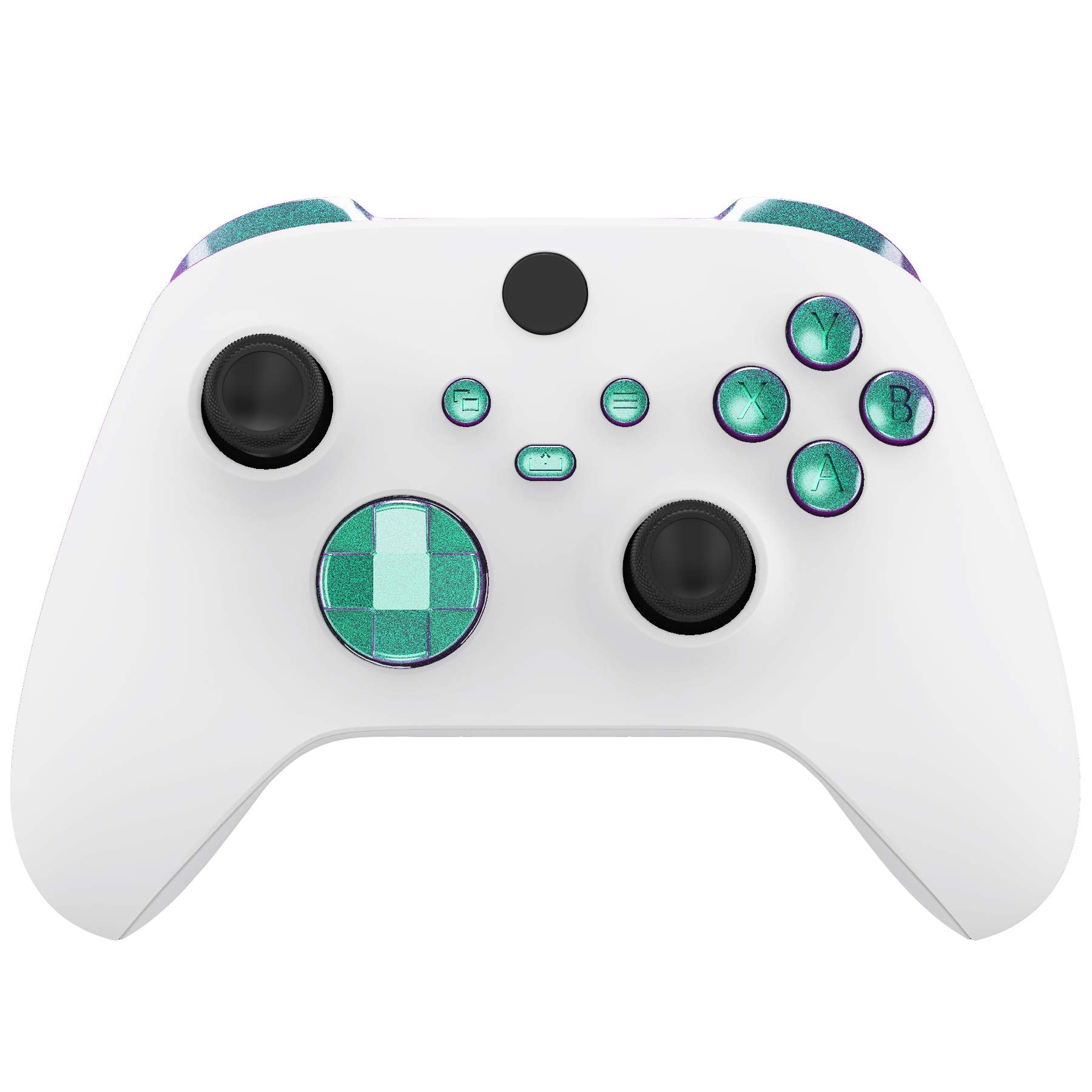 eXtremeRate Replacement Buttons for Xbox Core Wireless Controller  Chameleon Green Purple Bumpers Trigers Dpad ABXY Start Back Sync Share Keys Accessories Parts for Xbox Series X & S Controller