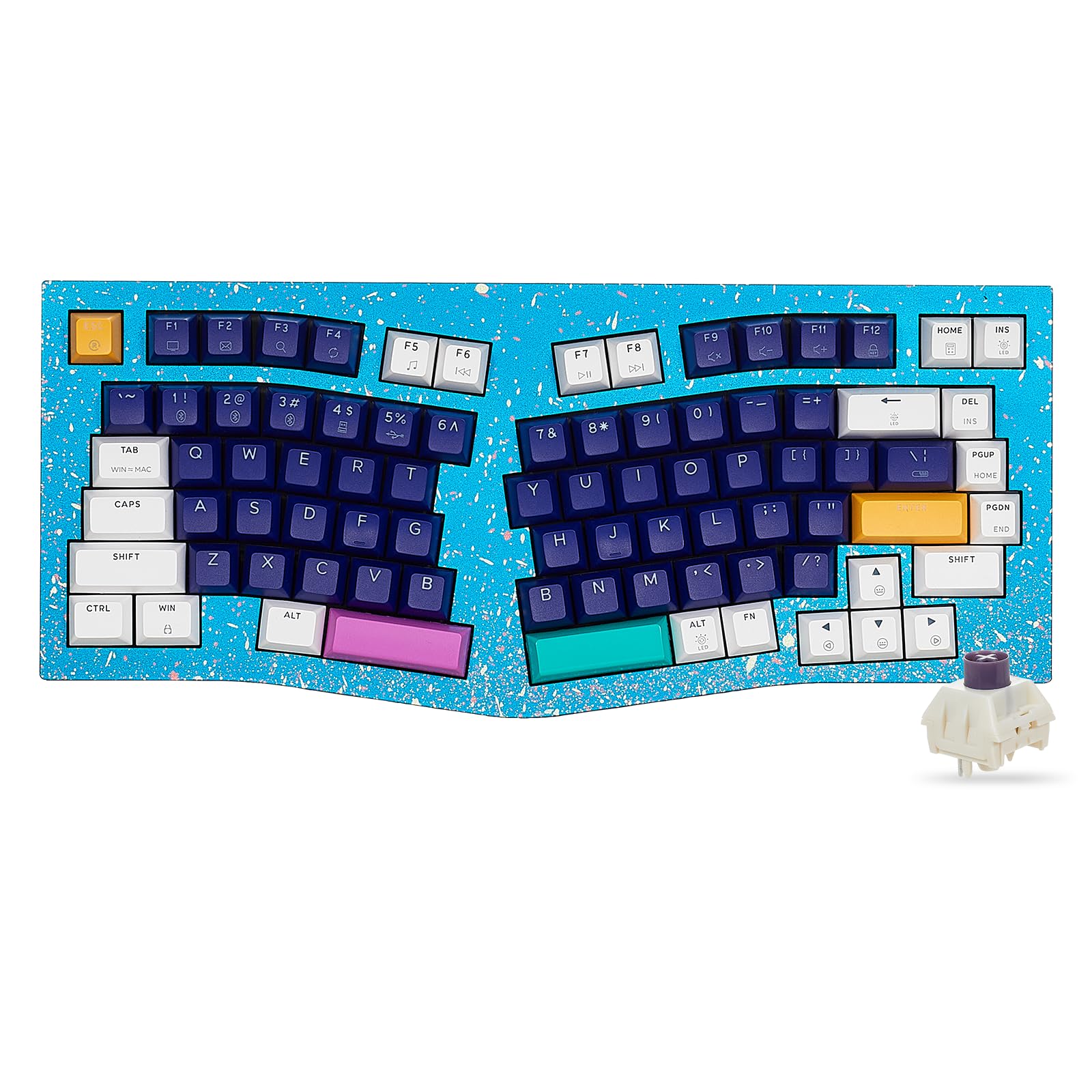 Hexgears F2 Alice83 Aluminum Custom Mechanical Keyboard  Split 83 Keys Alice Layout Ergonomic Keyboard  Hot Swappable Creamy Linear Switch  BT5.0/2.4GHz/USB-C  RGB Backlit for Win/Mac (Color Blue)