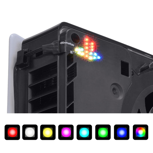 eXtremeRate 7 Colors 40 Effects RGB Rainbow Logo LED Kit for PS5 Slim/Pro Console, Illuminated Lighting Decoration Logo LED Boar