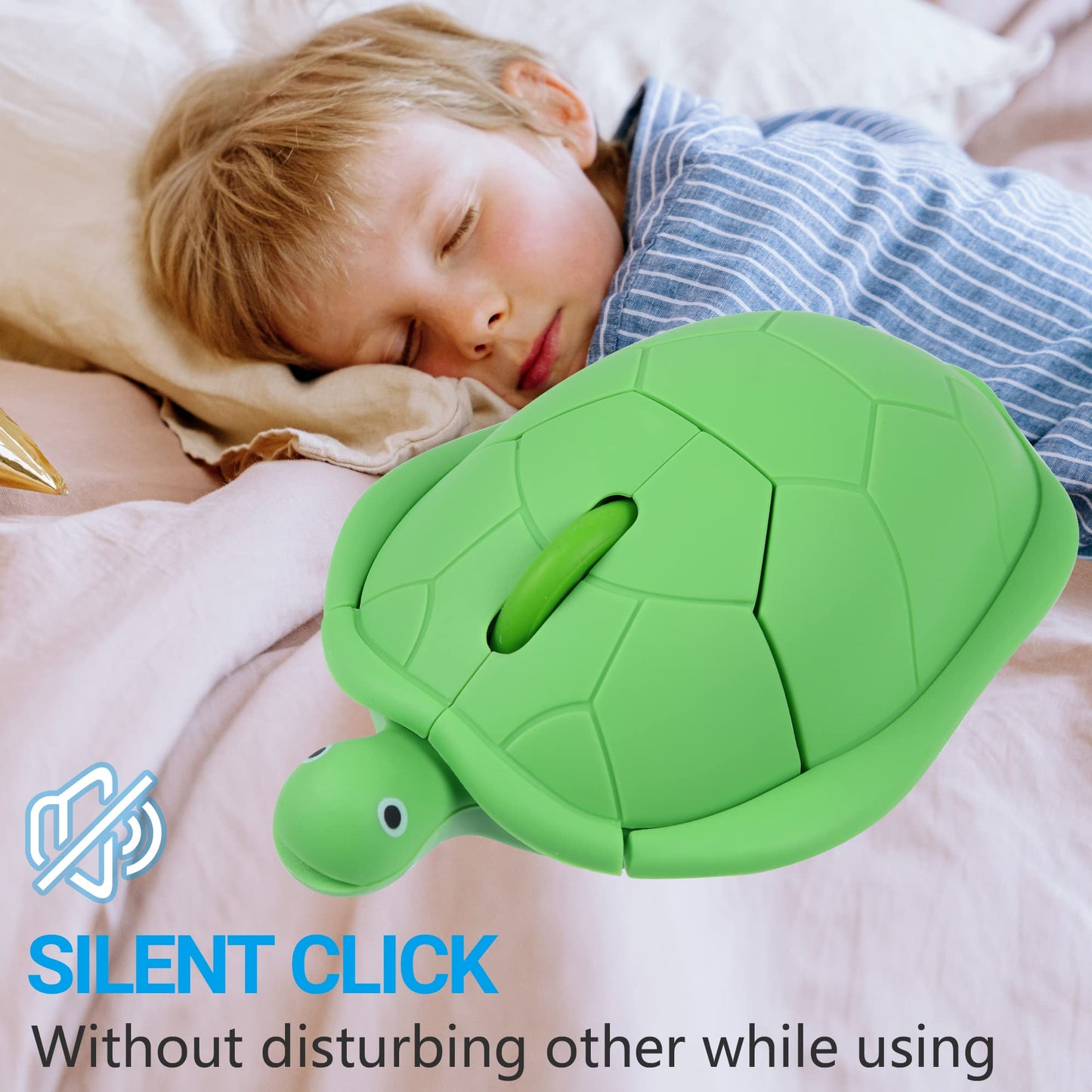 elec Space Wireless Turtle-Shaped Mouse, 2.4G Optical, 3 Buttons, 12x7.7cm, Mint Green, Model B0B8R98G61_CA