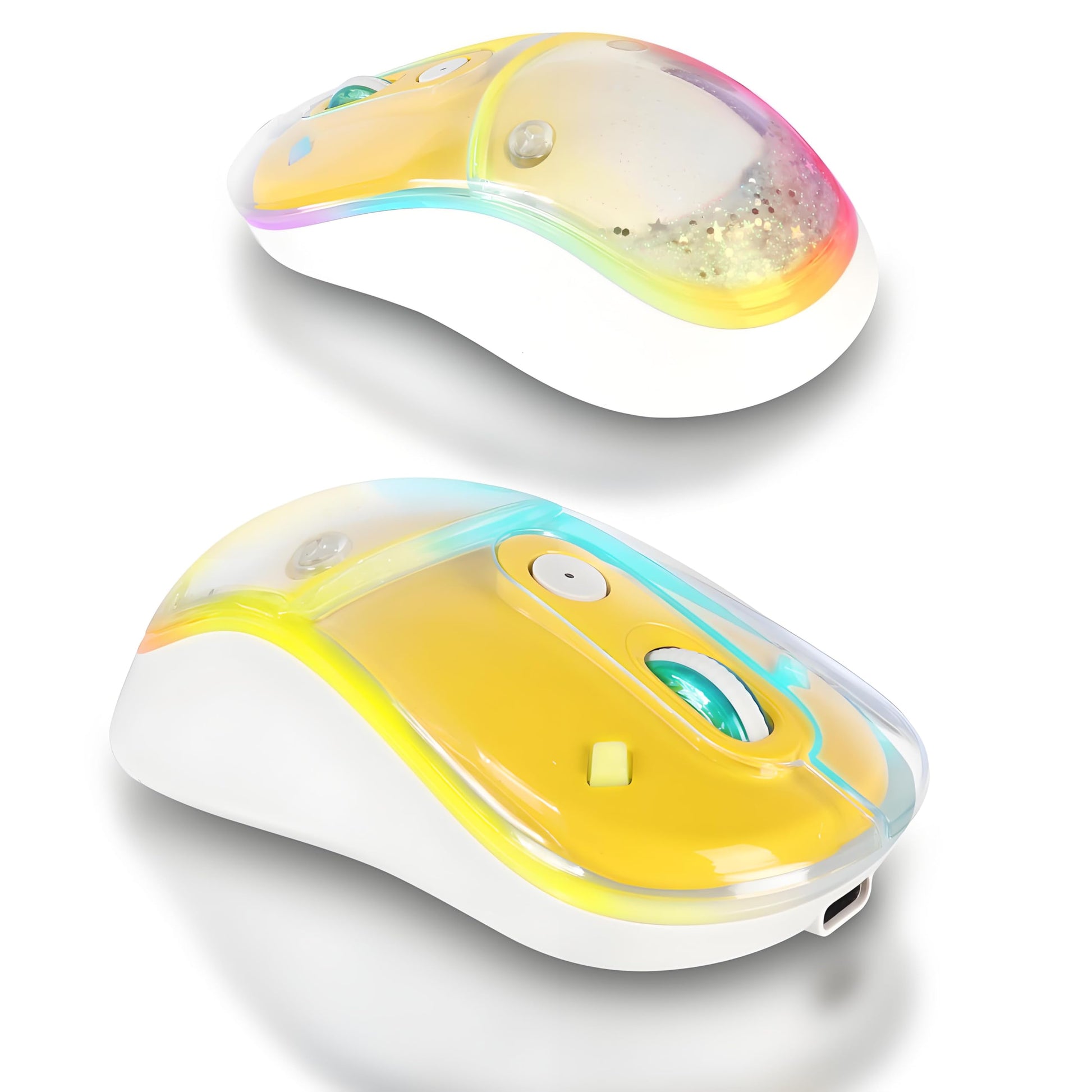 elec Space Wireless Bluetooth Mouse - Rechargeable, Silent, RGB Lighting, Ergonomic Design, Yellow
