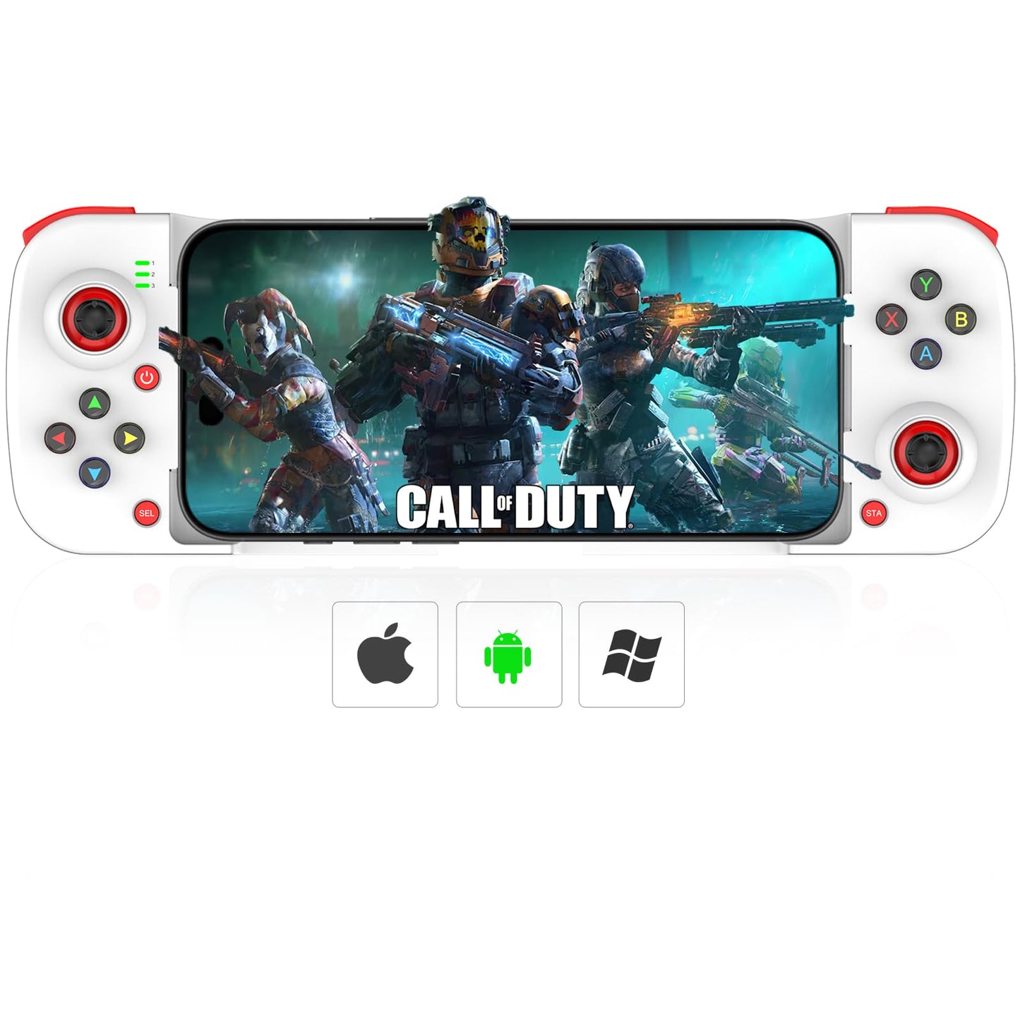 Megadream Mobile Game Controller Gamepad for iPhone iOS Android PC: Works with iPhone 16/15/14/13/12/11  iPad  Samsung Galaxy  TCL  Tablet  Call of Duty  Asphalt 8/9 - Directly Play (White)