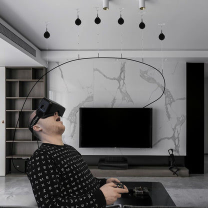 GEEKRIA VR Cable Management Pulley System - 6 Packs, Drill-Free, Compatible with Meta Q2/Q3/PSVR 2/HTC Vive, Black, Model SMPJ168-