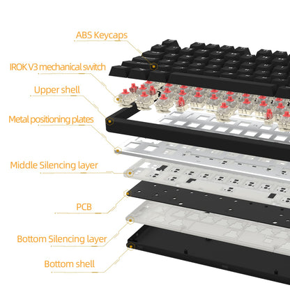 IROK FE75Pro Wireless RGB Mechanical Keyboard - 81 Keys, Hot Swappable, Customizable Backlit, USB-C/Bluetooth, Black
