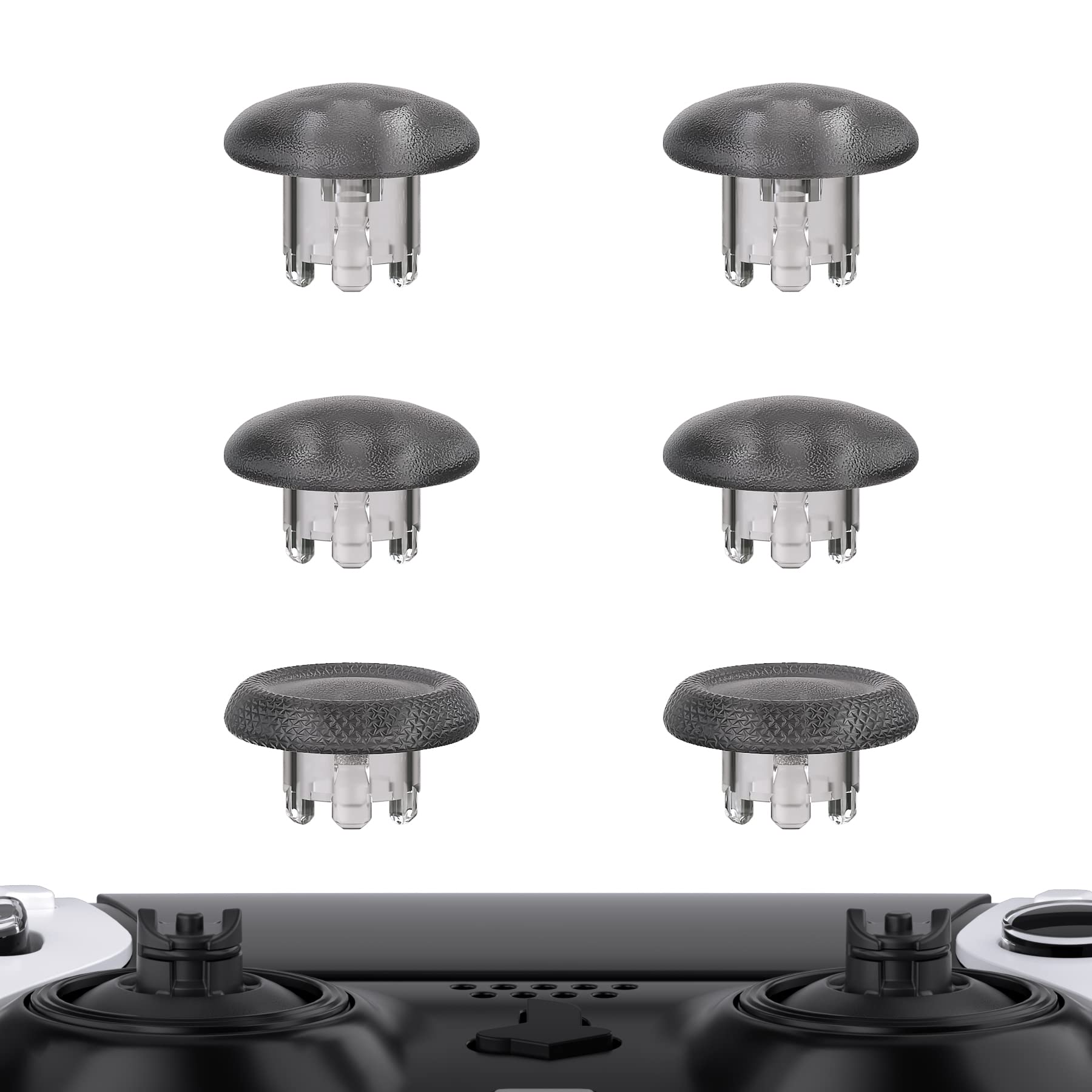 eXtremeRate Clear Black Replacement Swappable Thumbsticks for PS5 Edge Controller, Custom Interchangeable Analog Stick Joystick 
