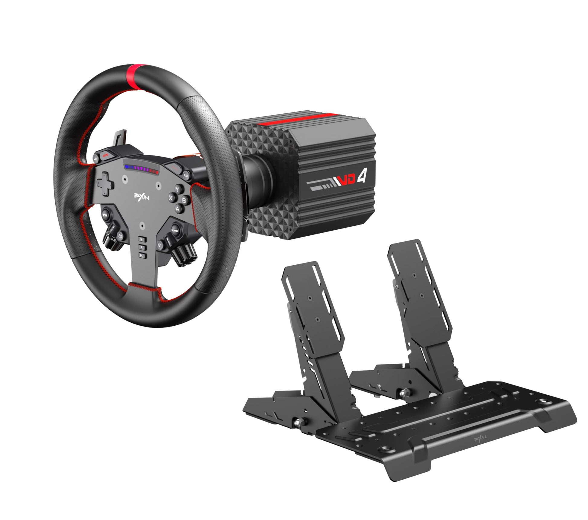 PXN VD4 Bundle F Gaming sim racing wheel Direct Drive Servo Motor Base 4NM Force Feedback 11  Racing Wheel & Hall 2-Pedal PC Steering Wheel set for PC Windows 7/8/10/11