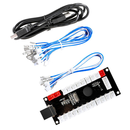 Guwarry 2-Player Zero Delay USB Encoder for HAPP Joysticks, 5V Power Output, Black, Compatible with PC, MAME, Raspberry Pi, Arcade1Up