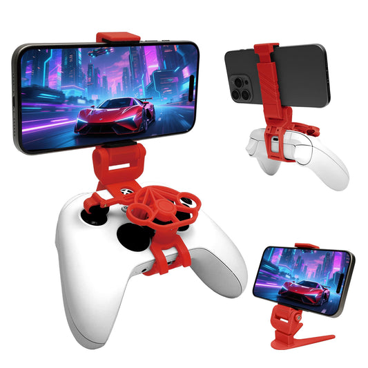 TXW Mini Steering Wheel with Phone Holder for Xbox Controller Racing Games Controller Steering Wheel Attachment Accessory for Xbox Series X|S  Xbox One (Red)