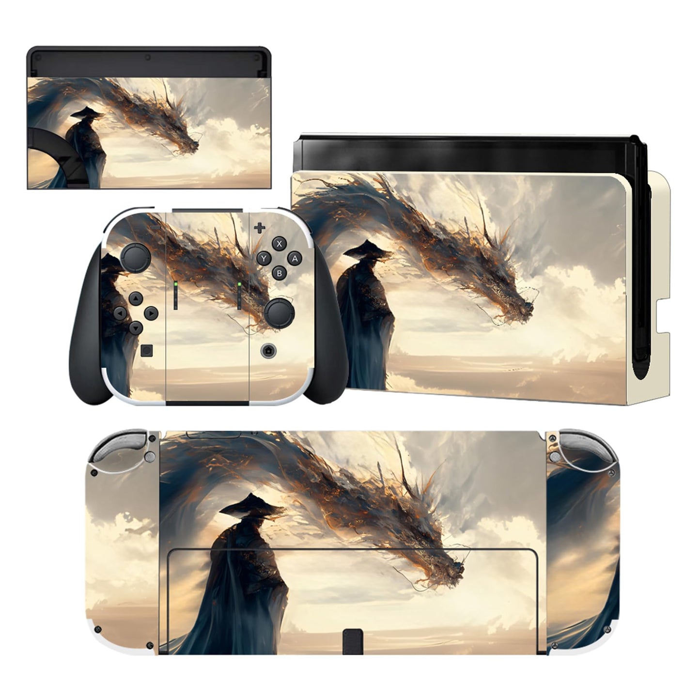 PlayVital for Nintendo Switch OLED Skins Full Set - No-Residue Protective Vinyl Decal Wrap Sticker for Switch OLED Console  Dock  Joycon & Hand Grips - Cloudwalkers Encounter