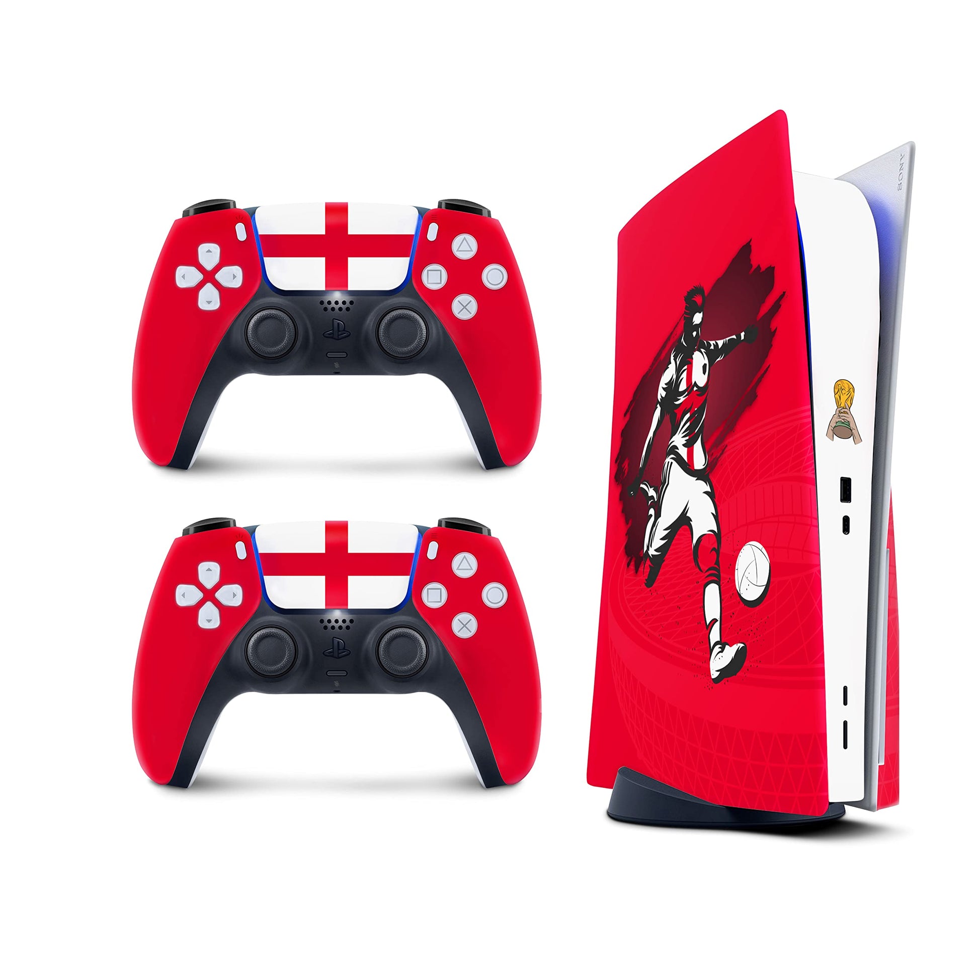 TACKY DESIGN World Cup Stickers 2022 Skin for Playstation 5 Console & 2 Controllers  PS5 Soccer Stickers Skin Vinyl 3M Decal National Teams Stickers Full wrap Cover (Disc Version  England Skin)
