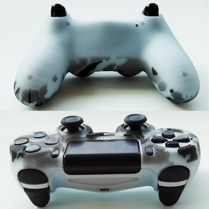 Hikfly Silicone Gel PS4 Controller Cover Skin Protector with 8 FPS Pro Thumb Grip Caps - Purple & Grey - PS4 Print Style