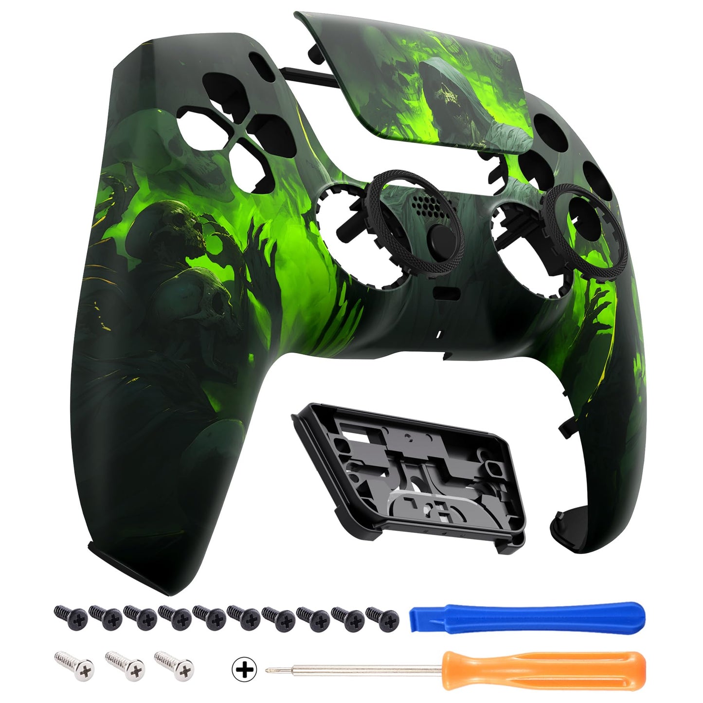 eXtremeRate Luna Redesigned Front Shell Touchpad Compatible with ps5 Controller BDM-010 020 030 040 050, Dark Carnival DIY Repla