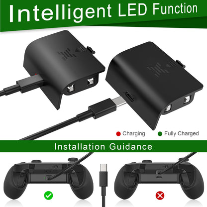 KEKUCULL Xbox Series S/X Controller Battery Pack - 1400 mAh Rechargeable with 8.2ft Charge Cable - Black1