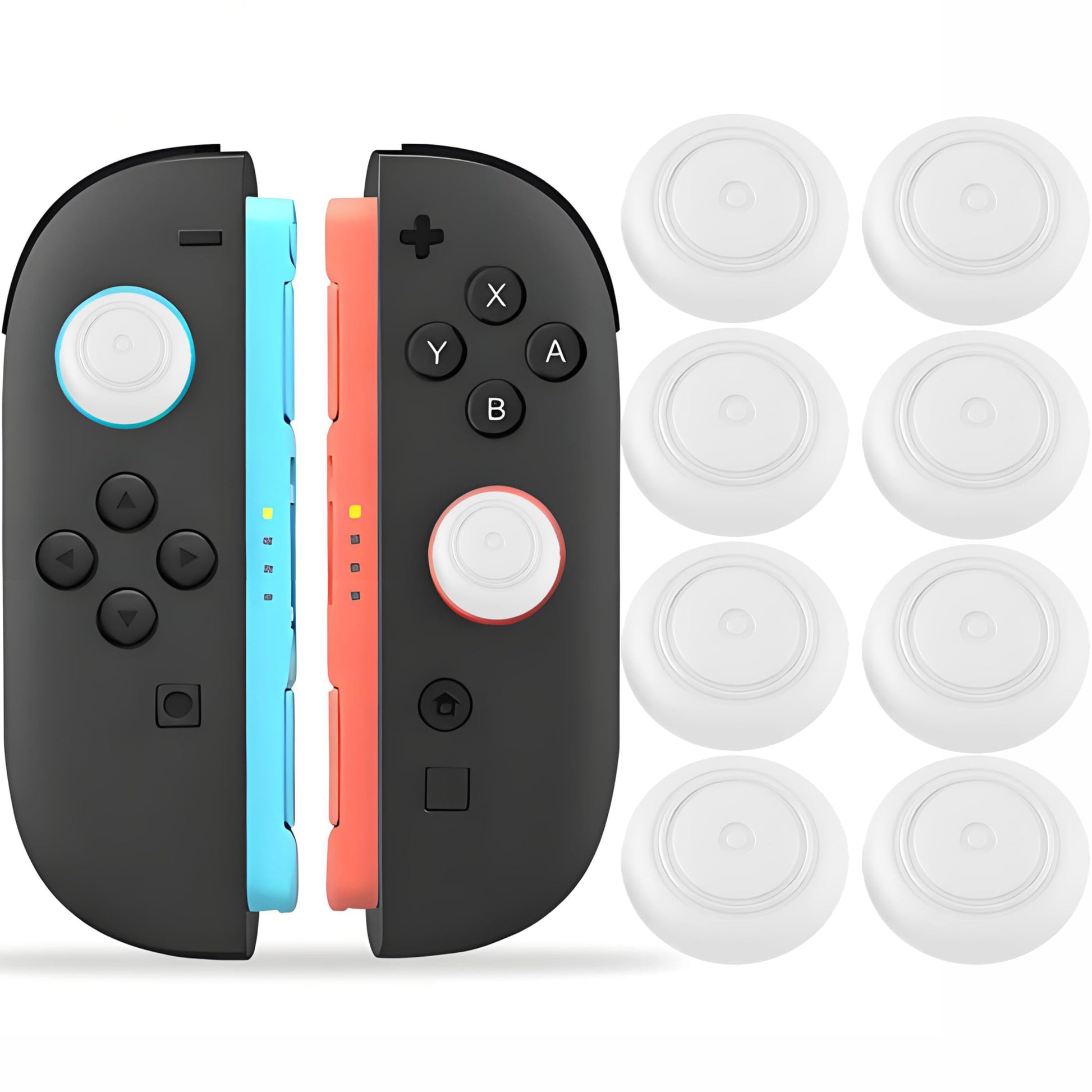 QUBAMG 8 Pack Thumb Grips for Nintendo Switch 2 (2025)& Pro Controller-Silicone Joystick Covers & Button Caps-Anti-Slip Ergonomic Stick Accessories for Joycon White
