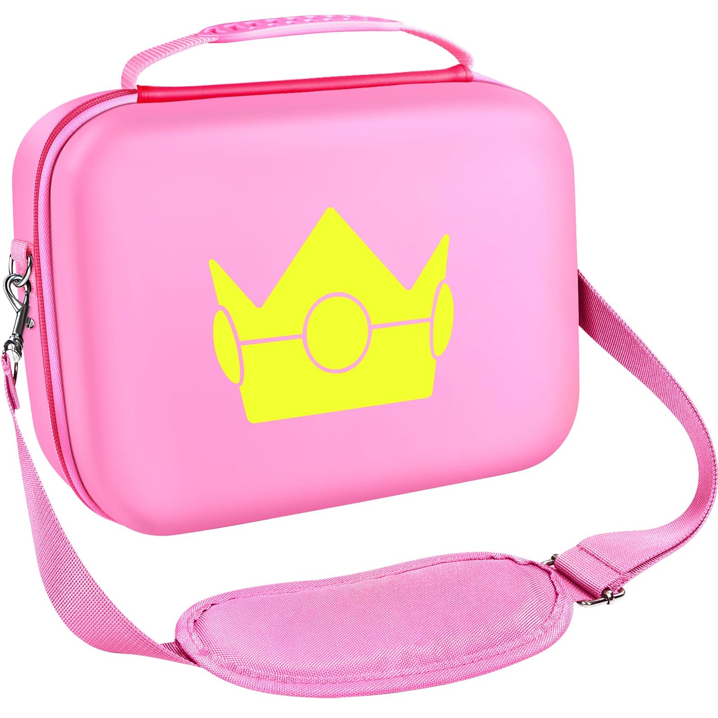 ivoler Carrying Case for Nintendo Switch/OLED, Hard Messenger Bag, Pink, Fits Console & 18 Games