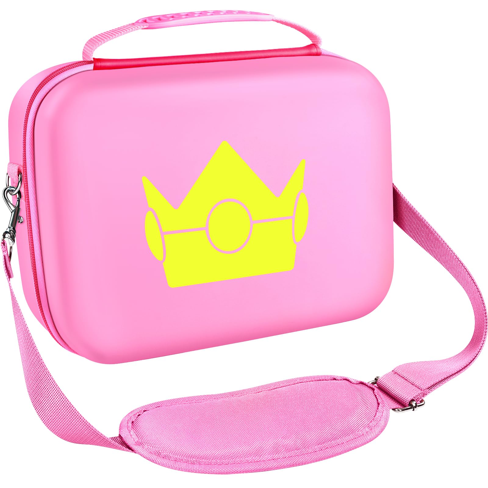 ivoler Carrying Case for Nintendo Switch/OLED, Hard Messenger Bag, Pink, Fits Console & 18 Games